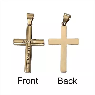 Personalized CROSS NECKLACE Men Custom Engraved Cross Personalized Jewelry Cross • $34.99