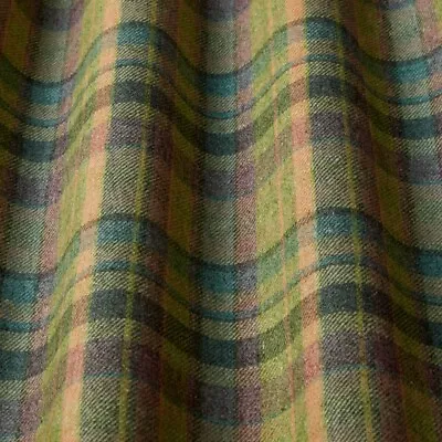 Fig Highland Wool Blend Tartan Check Upholstery Grade Curtain Cushion Fabric • £2.99