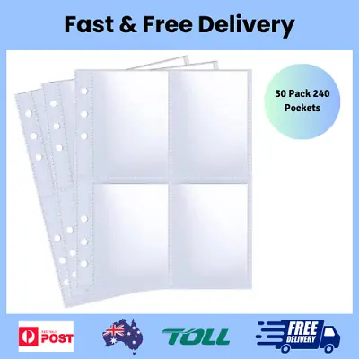 30 Pack 240 Pockets 2.5X3.5” Photocard Sleeves For 6 Ring A5 Binder Ultra-Clear • $15.35