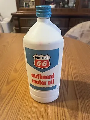 Vintage Phillips 66 Outboard Motor Oil 1 Quart Plastic Container PETROLEUM EMPTY • $24.45