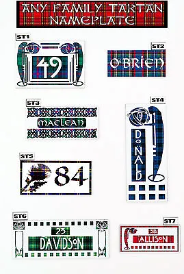 Tartan House Plaque Personalised Scottish Name Plate Door Number Sign • £6