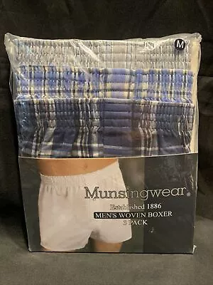 Munsingwear Men’s Woven Boxer 100% Cotton Snap Fly 3 Pack Size M 32 - 34  NEW • $18