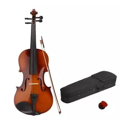 Natural Basswood Full Size 4/4 Acoustic Violin Set With Case + Bow + Rosin • $44.90