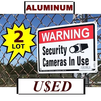2 Metal Home Security Yard Signs LARGE Video Cameras System Are In Warning Used • $12.95