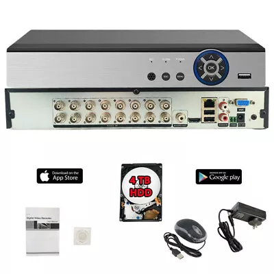 16 Channel H.265 Security DVR With 4TB Hard Drive For AHD TVI CVI Analog Cameras • $279.98