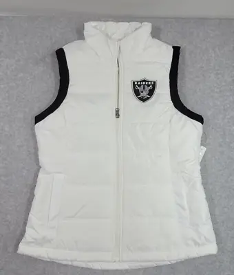 NWT Raiders NFL Team Apparel Womens  Medium Puffer Vest Zip Up  Embroidered • $40.96