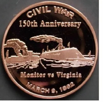 1 Oz Copper Round - Monitor Vs Virginia • $2.75