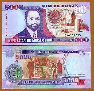 Mozambique 5000 (5000) Meticais 1991 P-136 UNC • $2.70