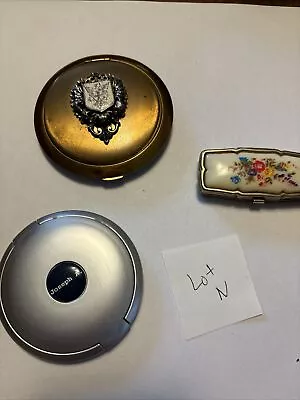 Vintage Cosmetic Makeup Powder Compact Pill Box Lot Of 3 Brass-Gold Finish • $44.96