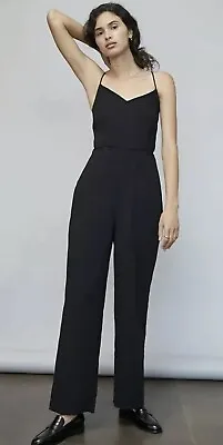 $24.99 • Buy Maeve Anthropologie Women Magdalena Tuxedo Jumpsuit Black Sz 2 NWT