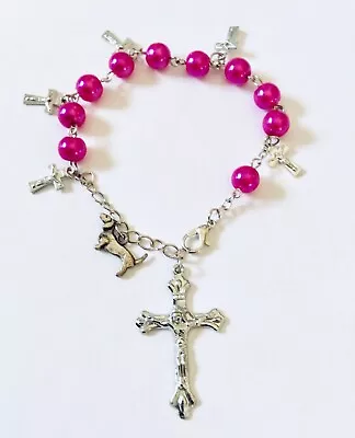 Cross Beaded Bracelet With Dachshund Charm • $1.95