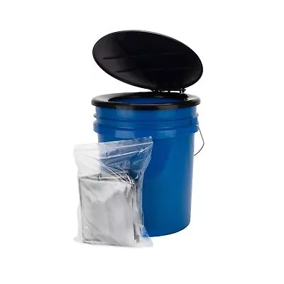 Toilet Bucket With Seat And Lid - Attached Carry Handle - 5-Gallon Polyme • $25.97