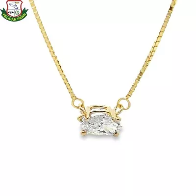 18  Box Chain W/Marquise Diamond Pendant .30 CT 10K Gold (UL) (PBR092077) • $549.99