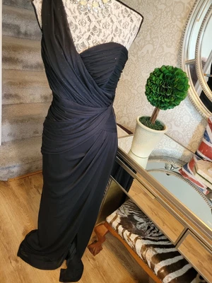£16 • Buy Lipsy Black Glitter Trim Floor Length Occasion Dress Size UK14 Stunning!