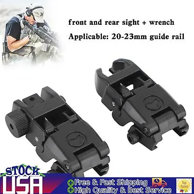 Folding Flip Up Iron Sight Back Up Sights Set 20MM Front Rear Picatinny Rail • $20.85