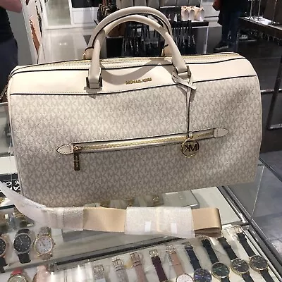 Michael Kors Jet Set Travel XL Duffle Weekender Luggage Bag - Light Cream Multi • $262