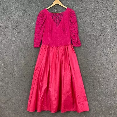 VINTAGE Kozmo Dress Womens 12 Fits Smaller Pink Floral Lace Shift 33418 • $34.95