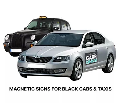 2 X Taxi Magnetic Signs Cab Car Van Vehicle Transport Full Colour Removable Sign • £11.99