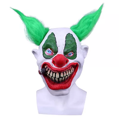 Killer Clown Mask Evil Joker Green Hair Fancy Dress Costume Halloween Mask Props • $15.95