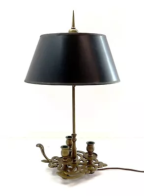 Vintage CHAPMAN Brass Lamp With Spike Finial 21  Tall With 3 Candle Holder Base • $197.99