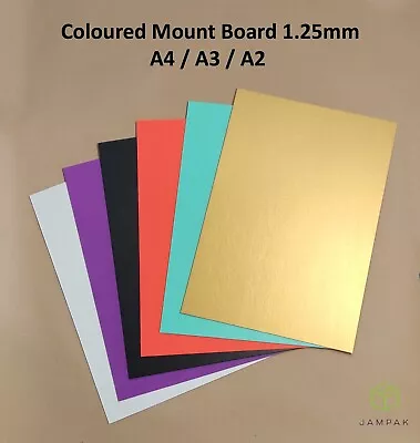 Coloured Mount Backing Board. 1mm + 1.25mm Size A4 / A3 / A2  Grey Core • £4.76