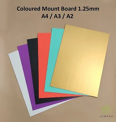 MOUNTING BOARD.  RIGID 1.25MM. 10 COLOURS AVAILABLE. A4/A3/A2 Packs Grey Core • £4.76