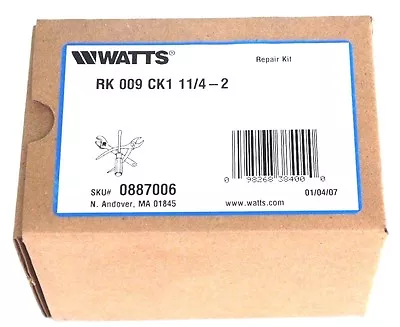 $99.99 • Buy Nib Watts Rk 009 Ck1 1 1/4-2 Check Valve Repair Kit Rk009ck1 1.25 -2 