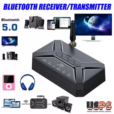 Long Range Bluetooth 5.0 Transmitter Receiver TV Home Car Stereo Audio Adapter • $10.99