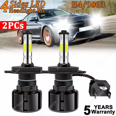 Pair H4 9003 HB2 LED Headlight Bulbs Kit High Low Beam Super Bright 6000K White • $10.89