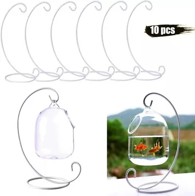 10xMetal Ornament Display Stand Holder Hanging Lantern Candle Glass Bauble Plant • £6.59