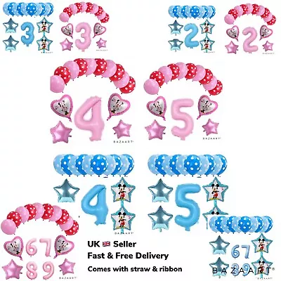 Disney Mickey Minnie Mouse 1st 2nd 3rd 4th 5th-9th Birthday Foil Latex Balloons  • £6.49