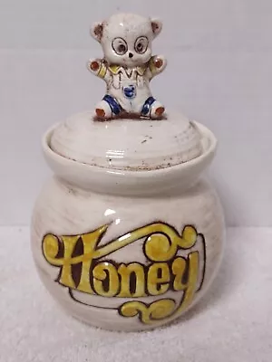 Pottery Craft USA Made Handcrafted Stoneware Honey Jar Pot Bear Dipper • $10