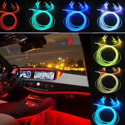 RGB 5 LED Car Door Dash Ambient Light 6m Optical Fiber Neon Strip Lamp RC Remote • $25.64