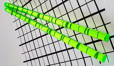 2 Pcs 1/2  X 12  CLEAR GREEN FLUORESCENT ACRYLIC PLEXIGLASS ROD .5 INCH DIAMETER • $11.49