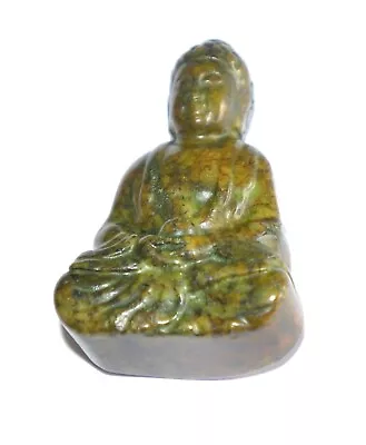 Nephrite Jade Carved Sculpture Seated Shakyamuni  Buddha Praying ( Green Jade) • £25