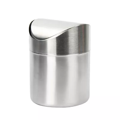 £9.79 • Buy MINI Swing Top Bin Stainless Steel Worktop Table Desk Trash Can 16.5cm Tall
