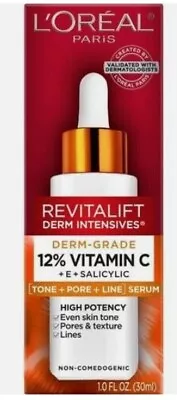 L'Oreal Revitalift Derm Intensives 12% Vitamin C +E Salic Acid Serum 1.0 Oz. • $17.95
