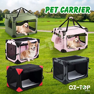 Pet Dog Soft Crate Portable Cat Carrier Travel Cage Kennel Folding M/XL • $87.59