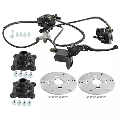 Front Hydraulic Brake Caliper Rotor Kit Wheel Hub For Go Kart ATV Quad 4 Wheeler • $140.02