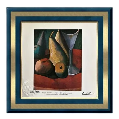 Pablo Picasso Original Signed Print Hand-Tipped Fruit And Wineglass 1908 • $54