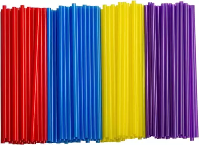  [500 Pack] Disposable Plastic Drinking Straws - 7.75  High - Assorted Colors • $14.42