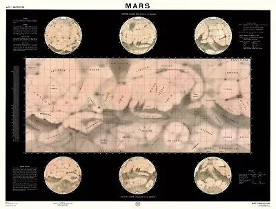 1962 NASA Map Of Mars Antique Space Astronomy Decor Poster Print • $240