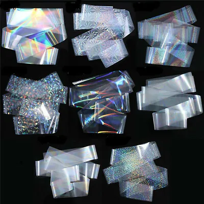 CLEAR HOLOGRAPHIC Nail Art Foil Transfer Stickers 3D Nails Starry Decoration UK • £1.90