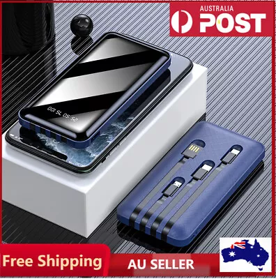 $19.99 • Buy 10000mAh Power Bank USB Fast Charge Type C IPhone Large Capacity Build In Cable