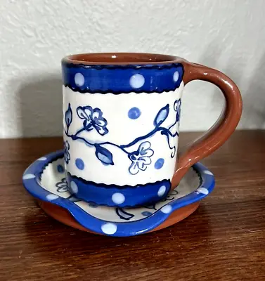 $24.99 • Buy Fired Up New Delft Hand Thrown Hand Painted Art Pottery Mug & Saucer Lead Free