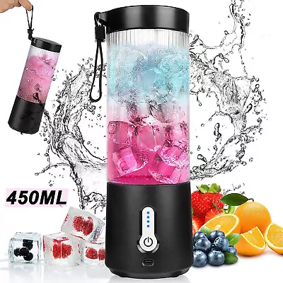 450ml Portable Blender Mini Juicer Cup USB Rechargeable Milkshake Smoothie Mixer • $19.99