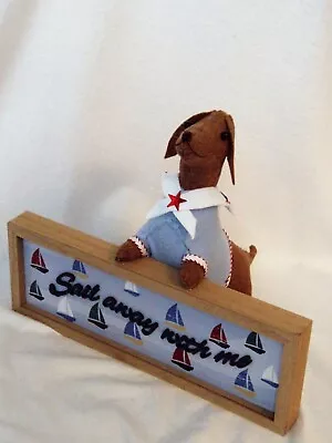 Felt Dachshund Red Brown Sculpture Sail Away With Me Sign Nautical Summer Decor • $39