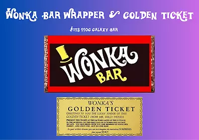 Wonka Chocolate Bar Wrapper + Golden Ticket Birthday Christmas Easter Gift • £2.99