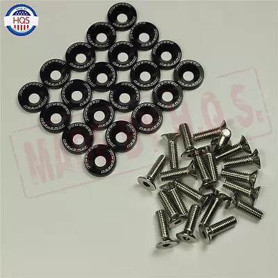 20PCS Black Billet Aluminum Fender Bumper Washer Bolts Engine Bay Dress Up Kit • $8.86