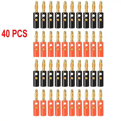 40Pcs Gold Plated Banana Plugs Audio Jack Speaker Wire Cable Screw Connector 4mm • $11.90